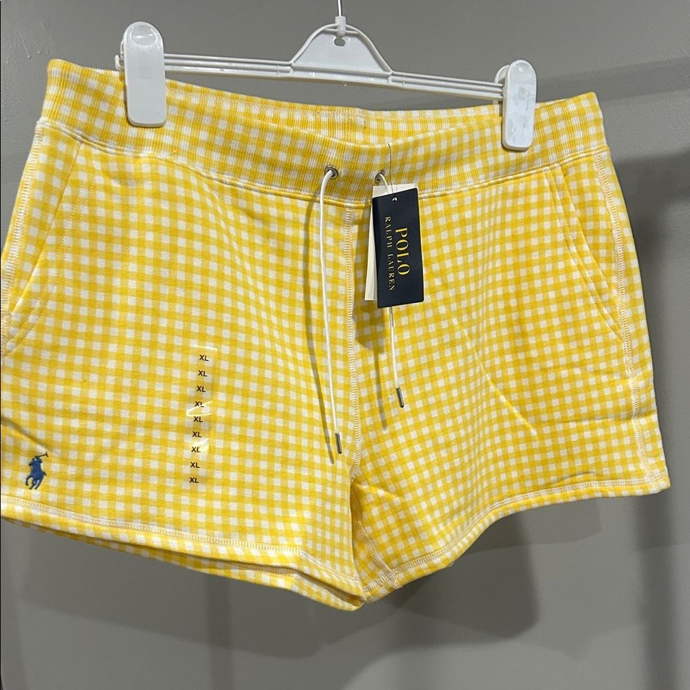 NWT Polo by Ralph Lauren Yellow Checkered Athletic Shorts